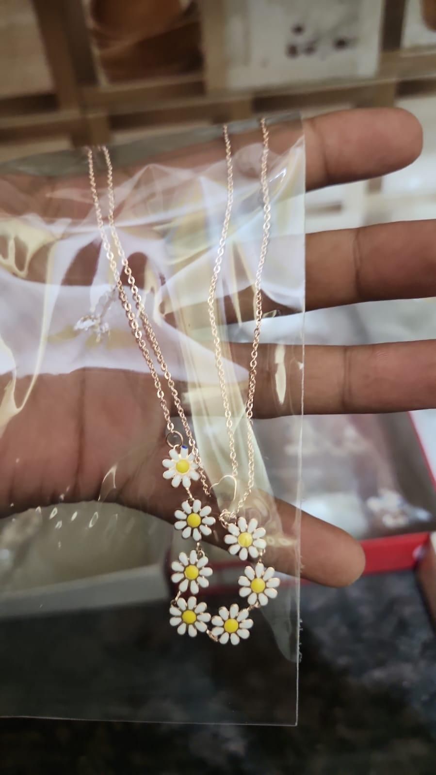 Beautiful Golden Daisy Heart Two-Layered Necklace For Women & Girls aciwx1-0u