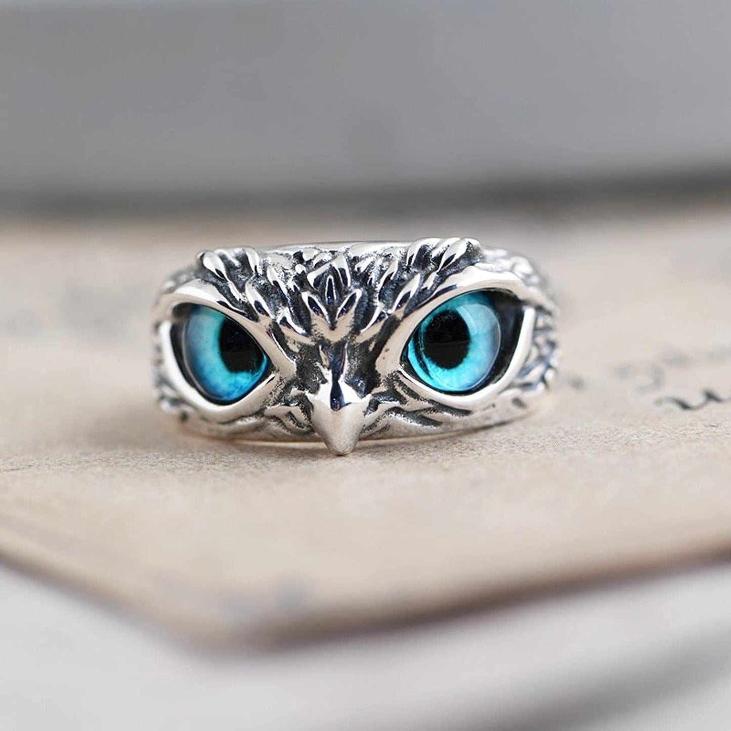 Attractive Silver Plated Owl Ring aciwx1-0u