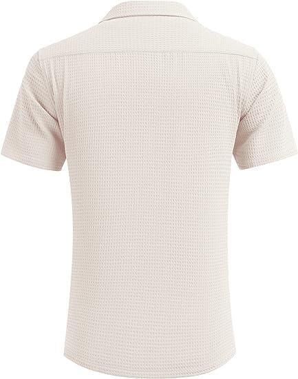 Men's Knit Stylish Half Sleeve Shirt Beige aciwx1-0u