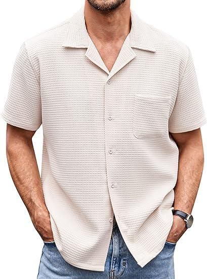 Men's Knit Stylish Half Sleeve Shirt Beige aciwx1-0u