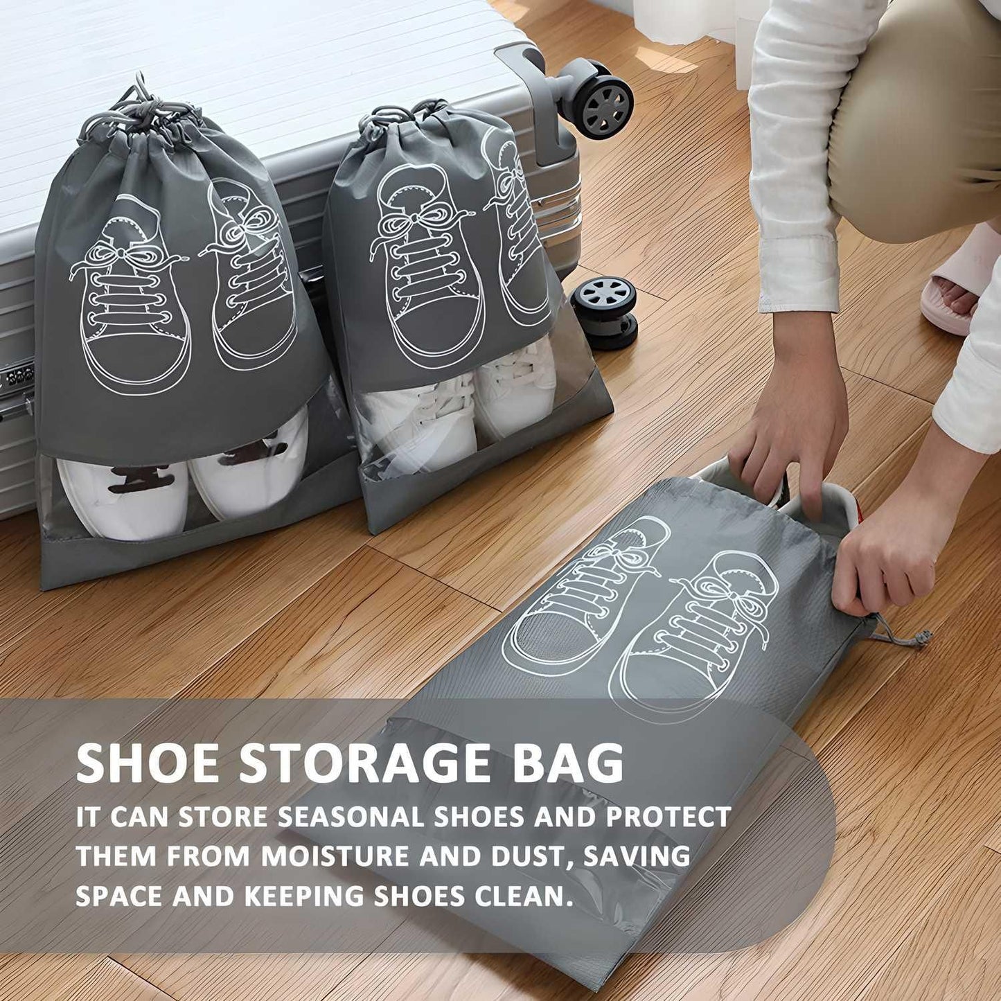 Shoe Bag - Transparent Window Portable Travel Dust-Proof Shoe Bags aciwx1-0u