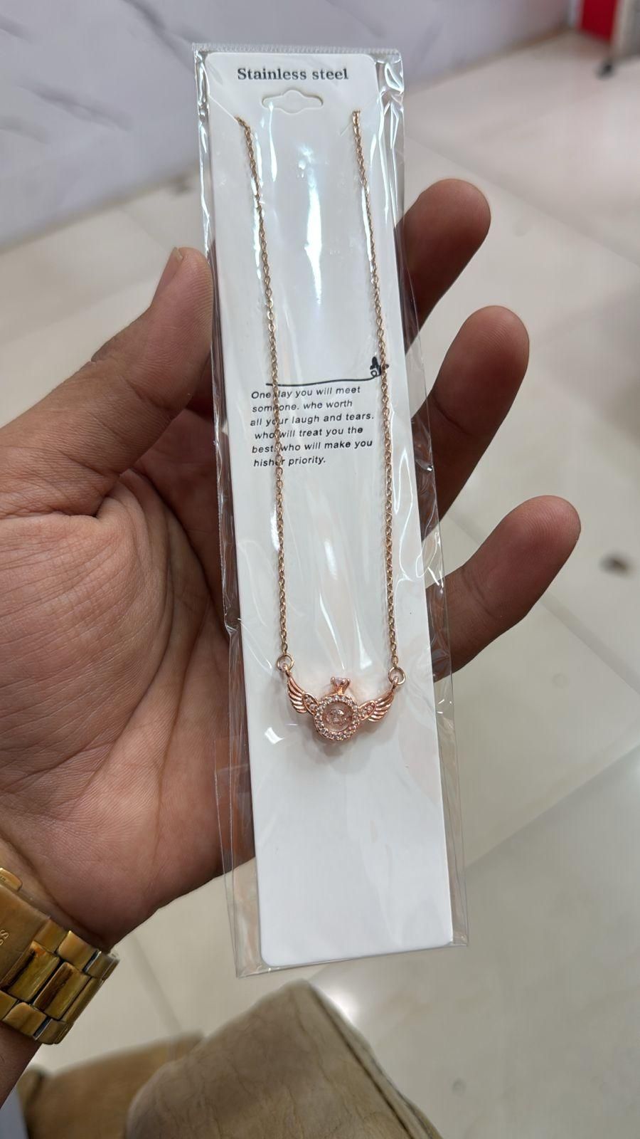 Rose Gold Angel Wings Pendant Chain aciwx1-0u