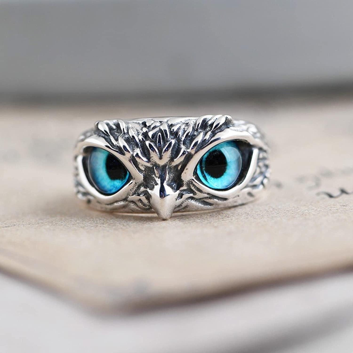 Attractive Silver Plated Owl Ring aciwx1-0u