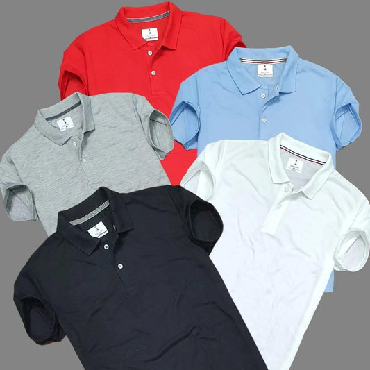 Men's Casual Half Sleeves Polo Neck T-shirt (Pack of 5) aciwx1-0u