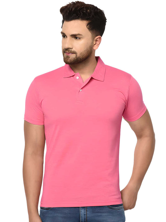 Cotton Blend Solid Half Sleeves Mens Polo T-Shirt aciwx1-0u